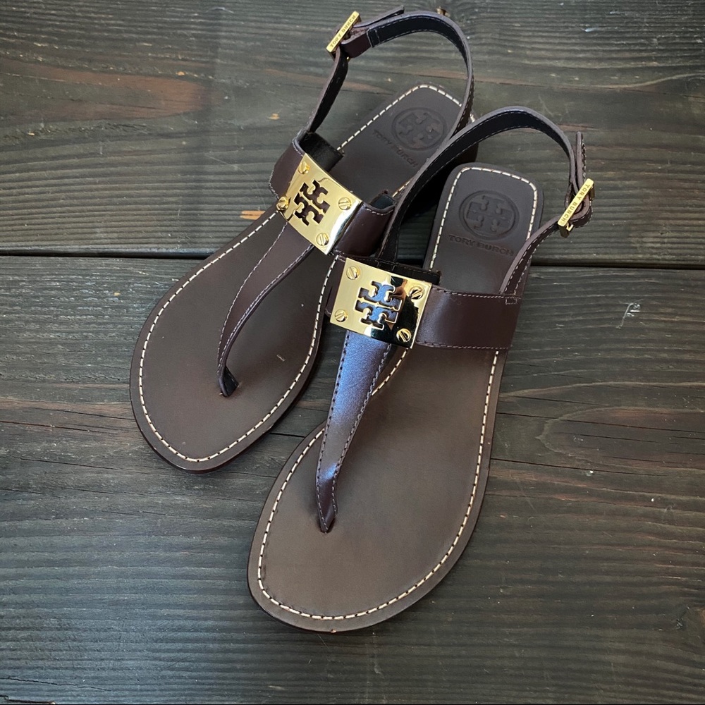 Tory Burch Kelsey Vintage Calf Sandal Wood Brown